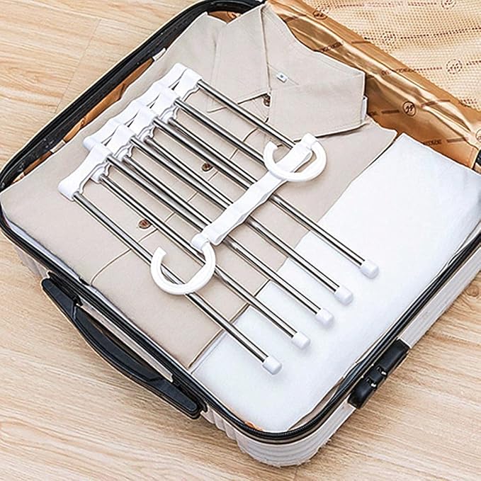 5 in 1 Hanger, Multi-Layer, Multi Purpose, Clothes Hanging Stainless Steel, Folding, Magic Hanger, Non-Slip, Space Saving, Closet Organizer Pack of 1