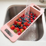 Adjustable Plastic Over The Sink Drain Basket Colander With Handles (1 Pc)