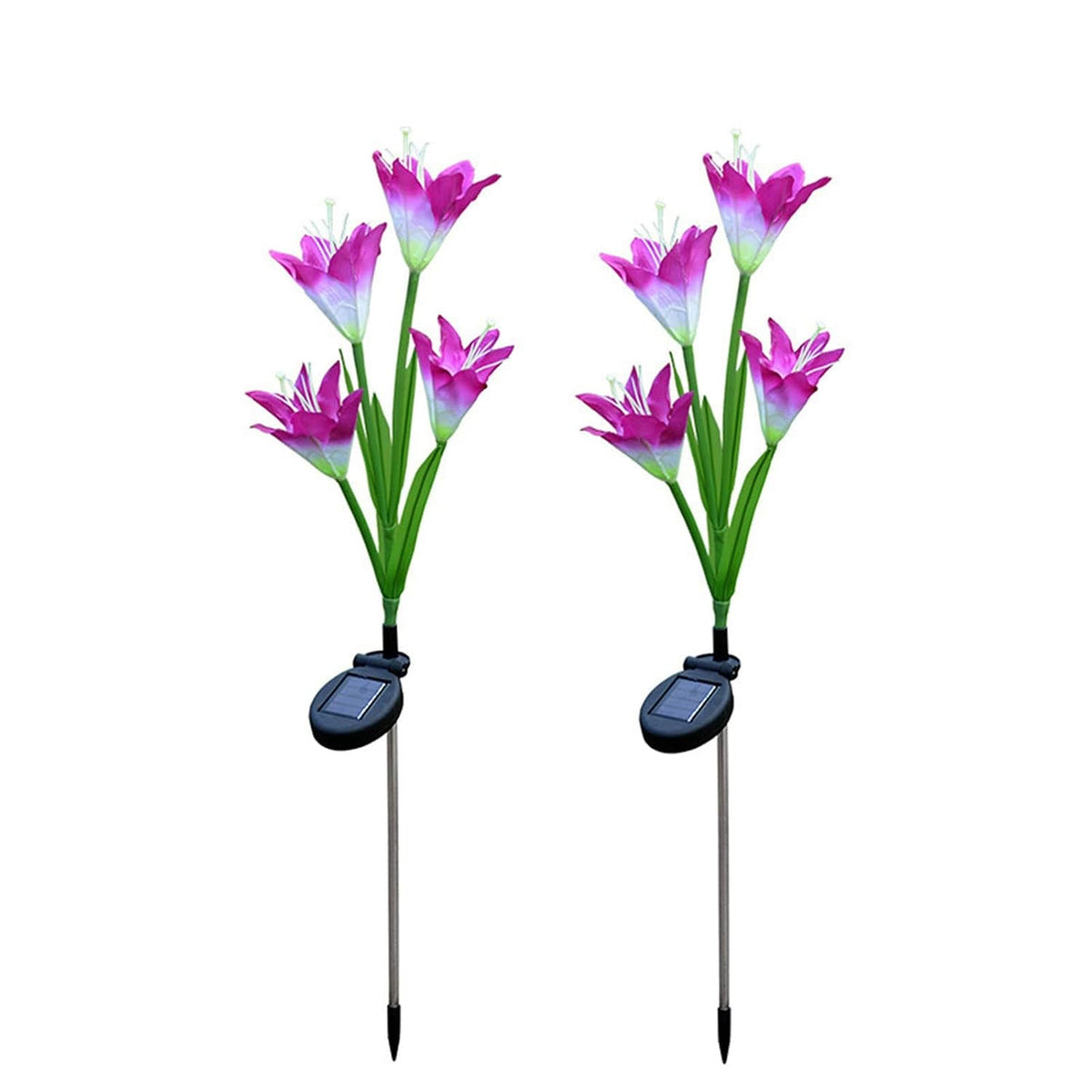 Solar Garden Flower Led Stake Lights For Pathway Lawn And Outdoor Decor (2 Pc)