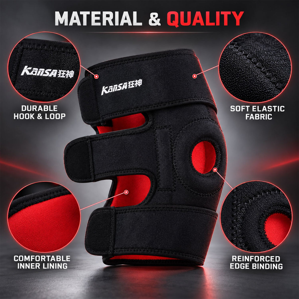 Adjustable Open Patella Knee Support With Three Straps For Daily Comfort (1 Pc)