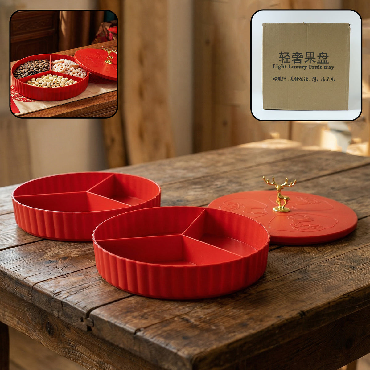 2 Layer Multipurpose Decorative Dry Fruit And Snack Serving Tray (1 Pc)