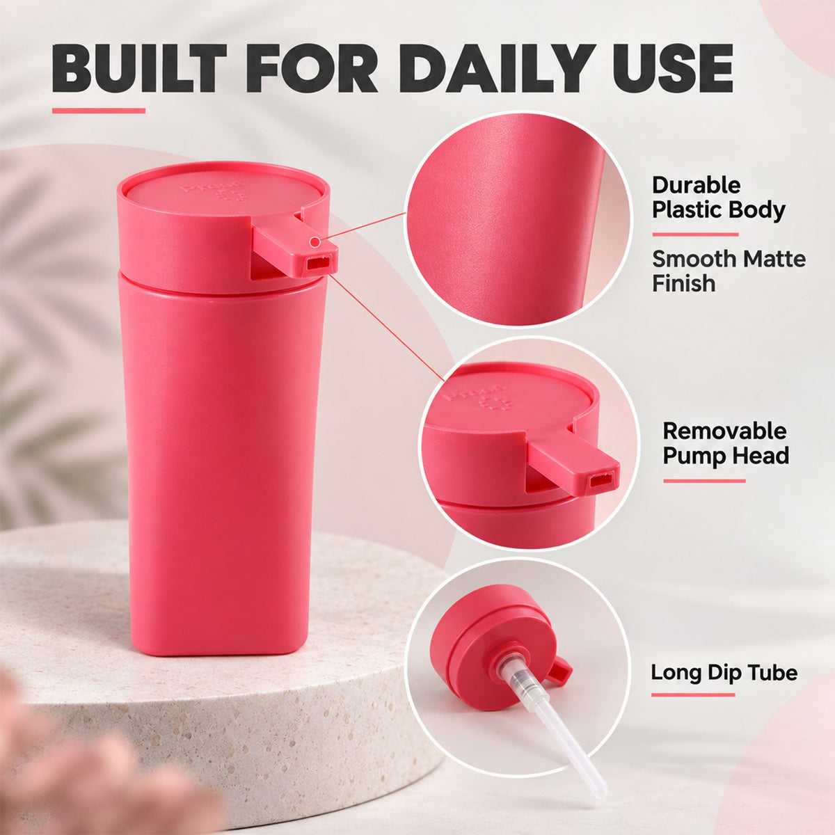 Liquid Soap Dispenser Bottle With Press Pump Refillable Hand Wash Bottle (1 Pc)