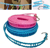 Windproof Anti-Slip Clothes Washing Line Drying Nylon Rope with Hooks/Nylon Clothesline - 5 Meter