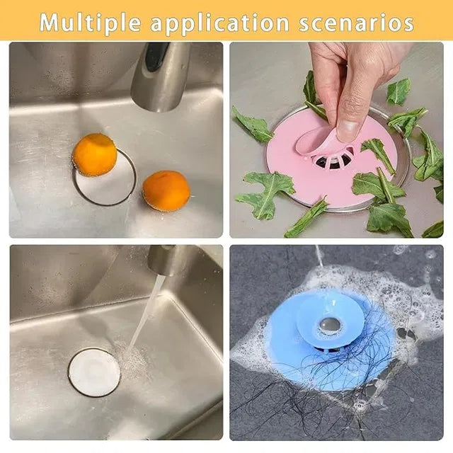 Universal Stopper and Strainer, Strainer and Drain Collapsible Silicone Kitchen Sink Drain Stopper, Catch Food Particles