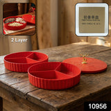 2 Layer Multipurpose Decorative Dry Fruit And Snack Serving Tray (1 Pc)