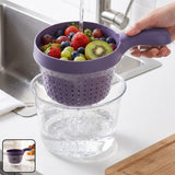 Plastic Drain Basket With Handle And Catch Bowl For Fruits And Vegetables (1 Pc)