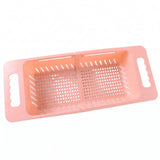 Adjustable Plastic Over The Sink Drain Basket Colander With Handles (1 Pc)